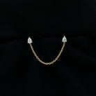 Pear Shape Diamond Chain Double Piercing Earring Natural - ( HI-SI ) - Rosec Jewels