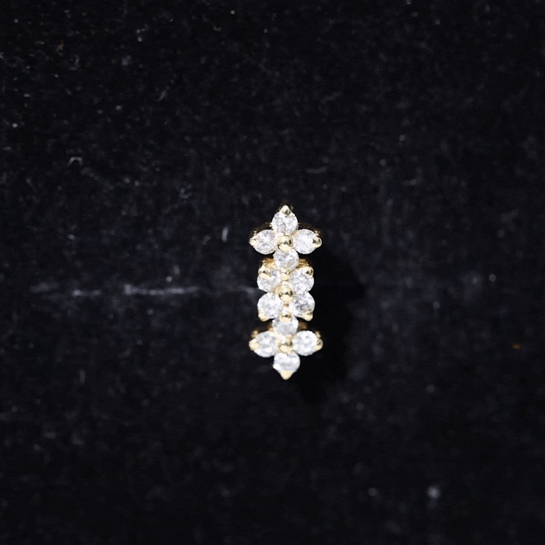 Diamond Flower Crawler Earring for Helix Piercing Natural - ( HI-SI ) - Rosec Jewels