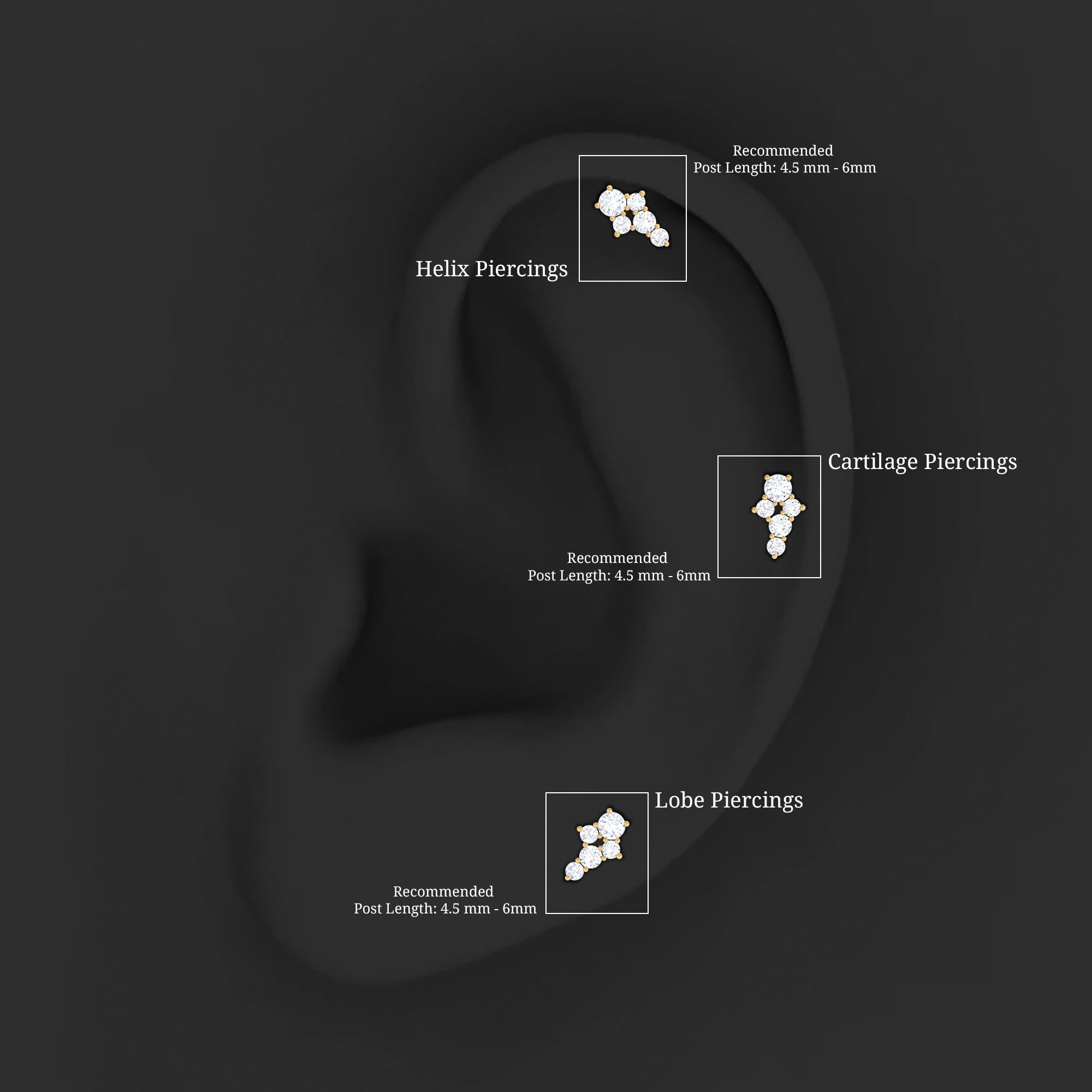 Rosec Jewels-Certified Diamond Cluster Cartilage Piercing Earring