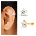 Nature Inspired Diamond Flower Earring for Tragus Piercing Natural - ( HI-SI ) - Rosec Jewels
