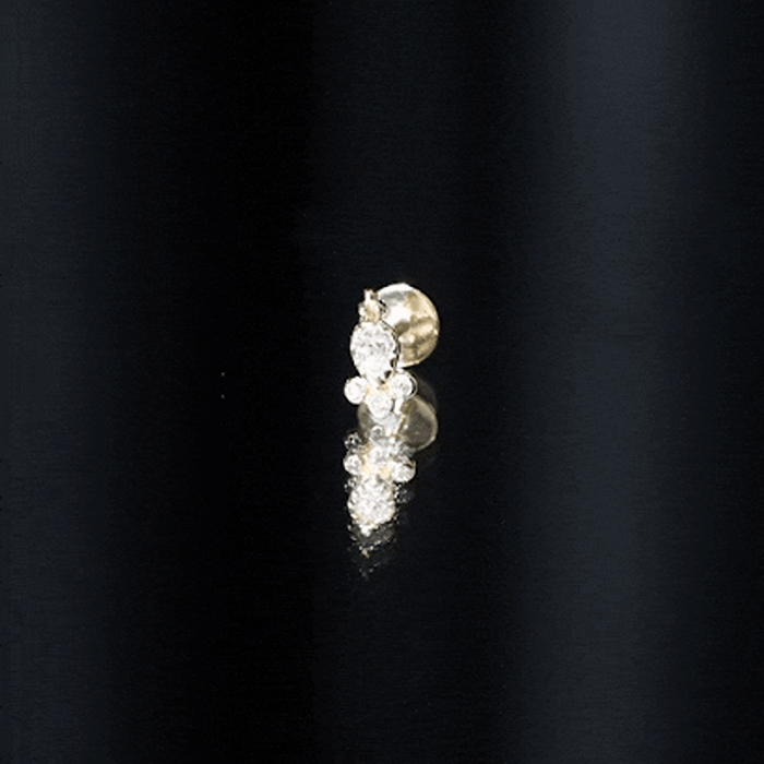 Minimal Diamond Tragus Earring in Beaded Bezel Setting Natural - ( HI-SI ) - Rosec Jewels