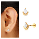 Pear Shape Diamond Solitaire Helix Earring Natural - ( HI-SI ) - Rosec Jewels