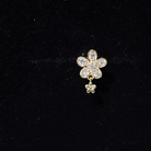 Certified Diamond Flower Helix Drop Earring Natural - ( HI-SI ) - Rosec Jewels