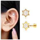 Certified Diamond Star Earring for Helix Piercing Natural - ( HI-SI ) - Rosec Jewels