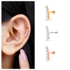 Minimal Graduated Diamond Crawler Earring Natural - ( HI-SI ) - Rosec Jewels