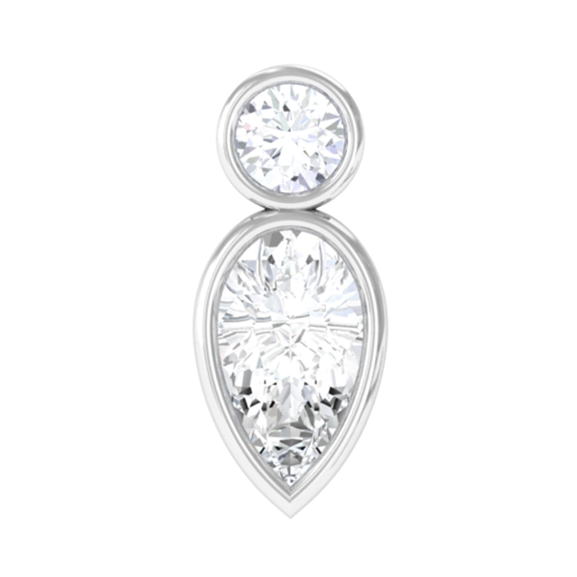 Minimal Pear Diamond Tragus Earring in Bezel Setting Natural - ( HI-SI ) - Rosec Jewels