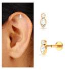 Minimal Pear Diamond Tragus Earring in Bezel Setting Natural - ( HI-SI ) - Rosec Jewels