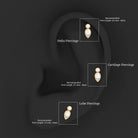 Minimal Pear Diamond Tragus Earring in Bezel Setting Natural - ( HI-SI ) - Rosec Jewels