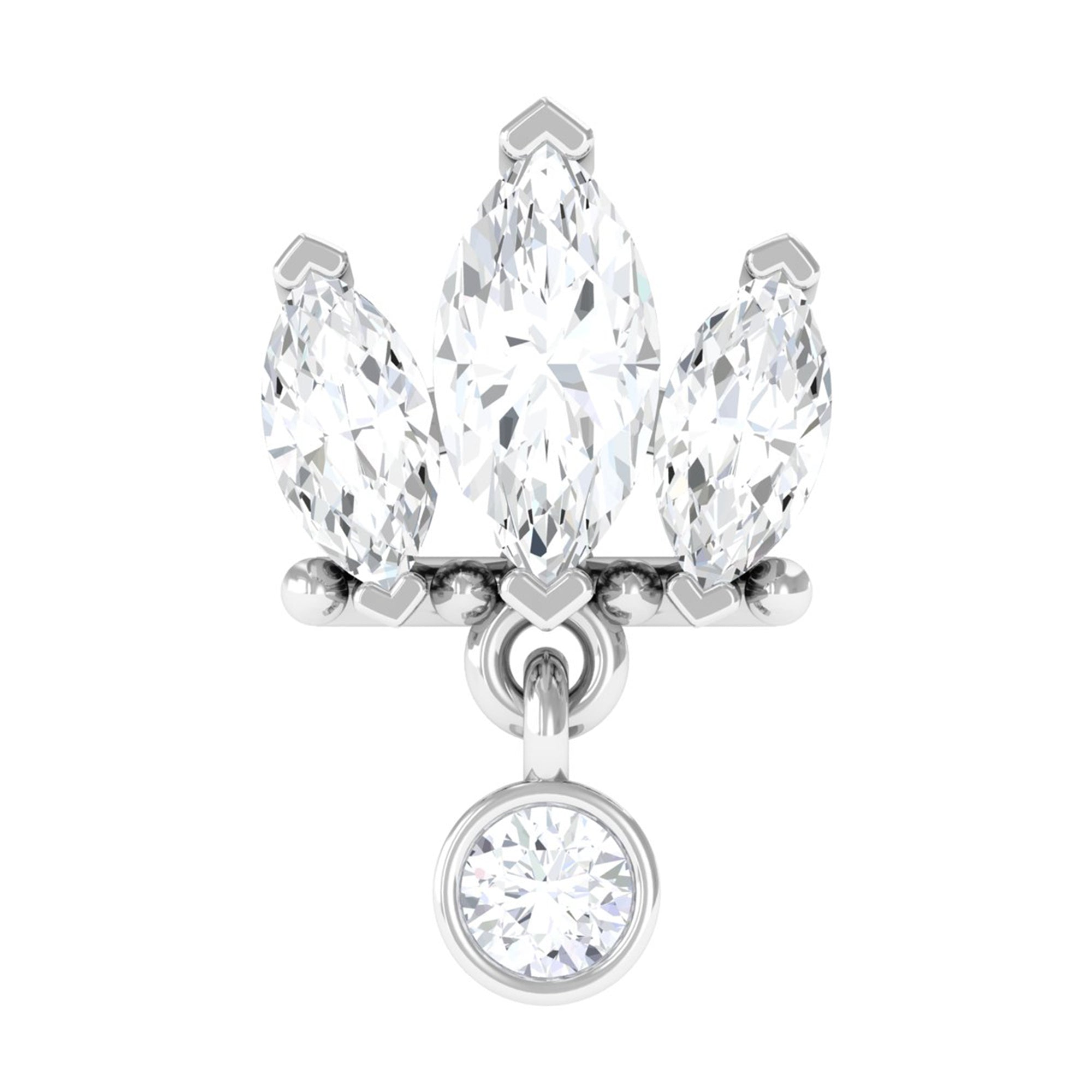 Three Marquise Shape Diamond Helix Drop Earring Natural - ( HI-SI ) - Rosec Jewels