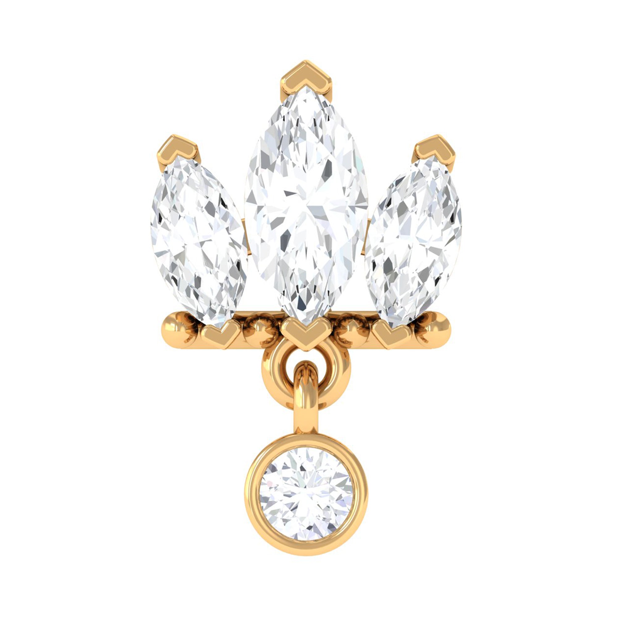 Three Marquise Shape Diamond Helix Drop Earring Natural - ( HI-SI ) - Rosec Jewels