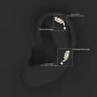 Unique Moissanite Wing Earring for Cartilage Piercing D-VS1 - Rosec Jewels