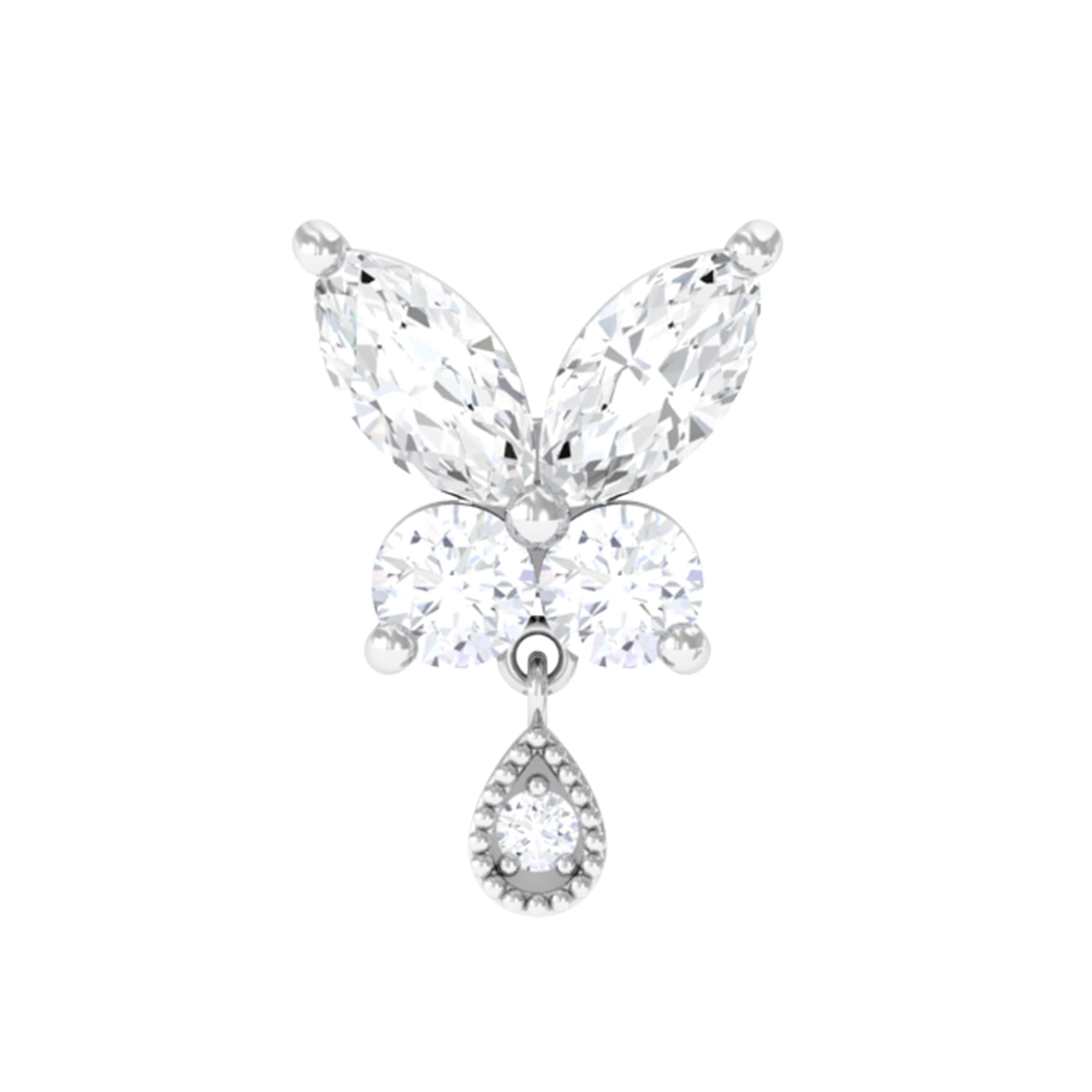 Marquise Moissanite Butterfly Dangle Earring D-VS1 - Rosec Jewels