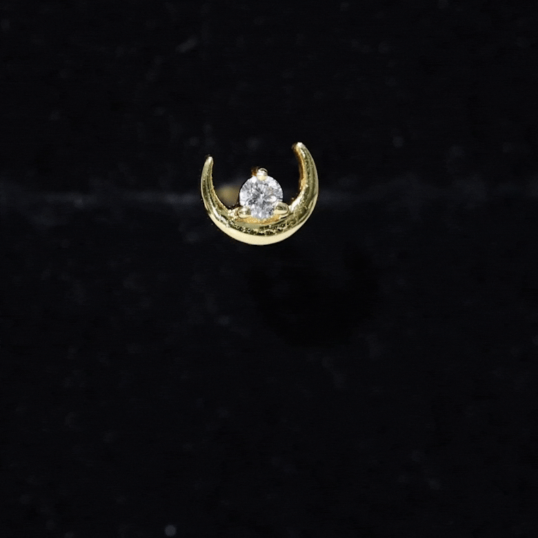 Genuine Diamond Crescent Moon Helix Earring Natural - ( HI-SI ) - Rosec Jewels