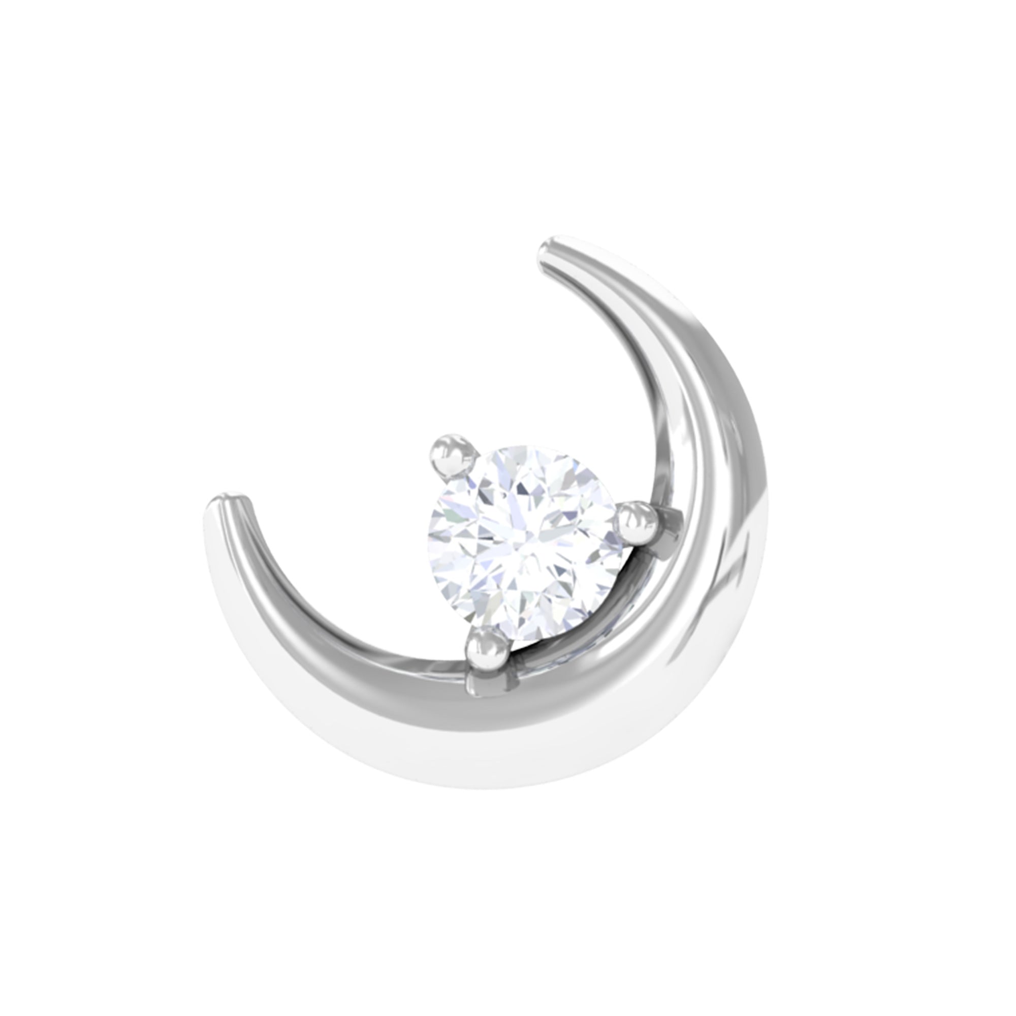 Genuine Diamond Crescent Moon Helix Earring Natural - ( HI-SI ) - Rosec Jewels