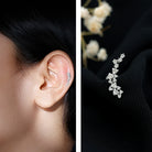 Natural Diamond Cluster Crawler Earring for Helix Piercing Natural - ( HI-SI ) - Rosec Jewels