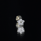 Certified Round Moissanite Flower Earring for Conch Piercing D-VS1 - Rosec Jewels