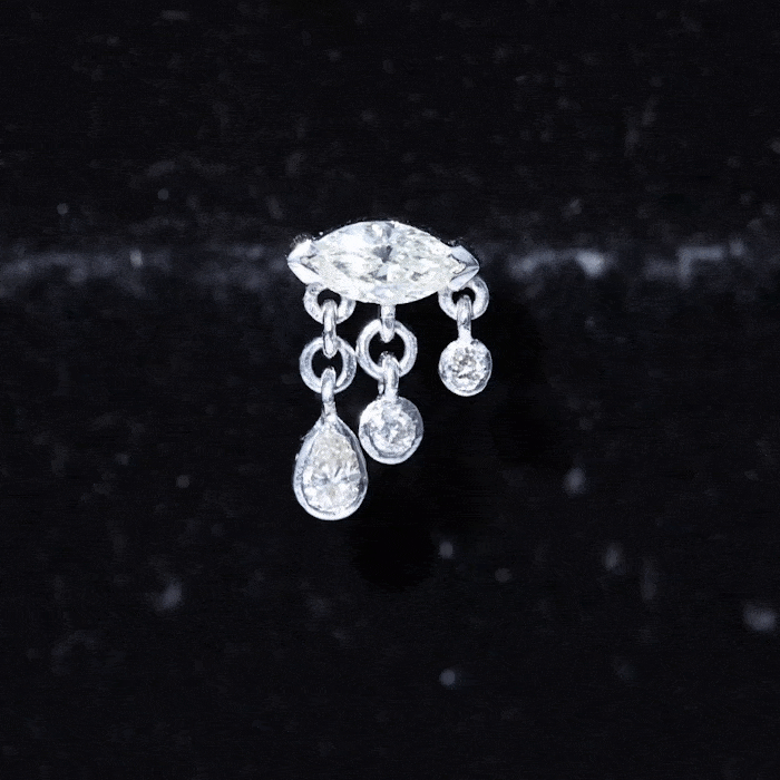 Marquise Diamond Drop Earring for Helix Piercing Natural - ( HI-SI ) - Rosec Jewels