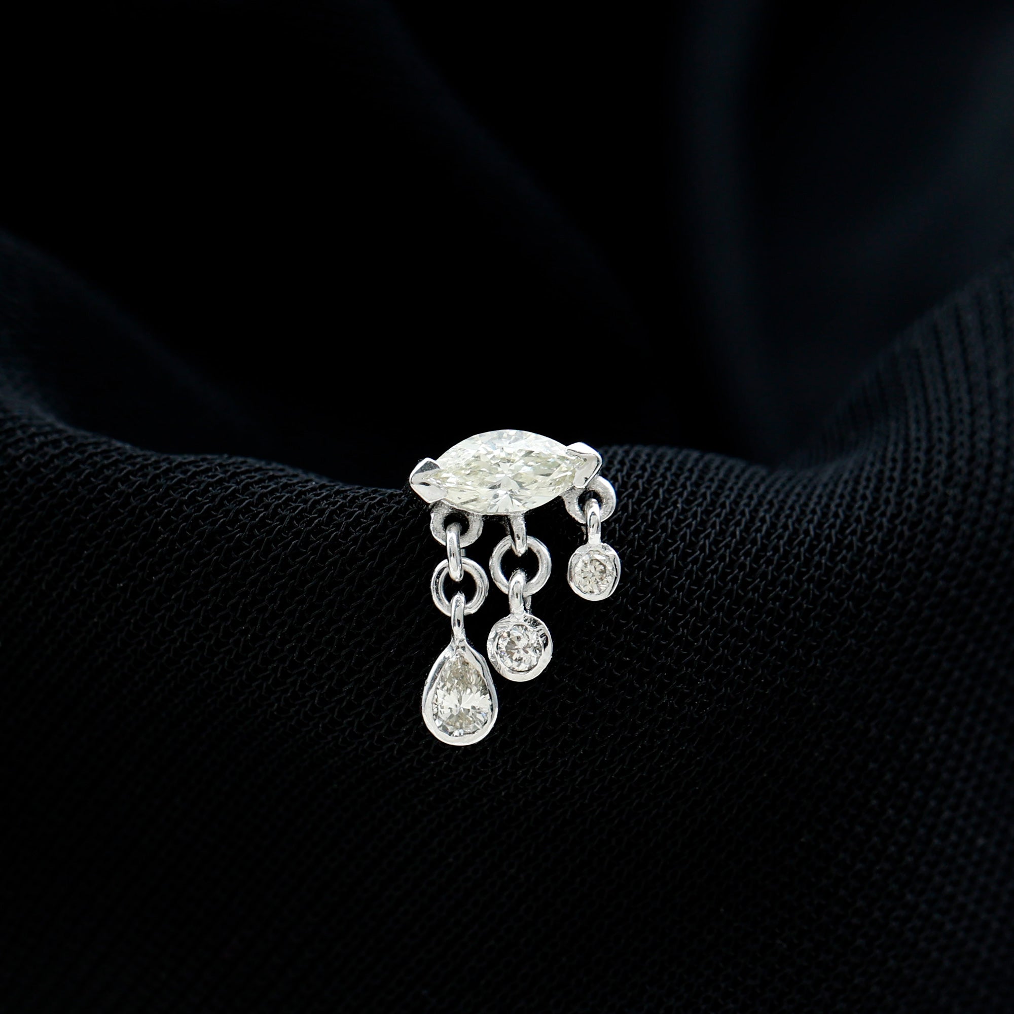 Marquise Diamond Drop Earring for Helix Piercing Natural - ( HI-SI ) - Rosec Jewels