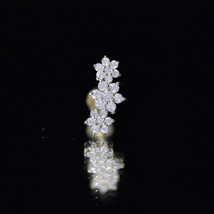 Certified Moissanite Flower Ear Crawler Earring for Women D-VS1 - Rosec Jewels