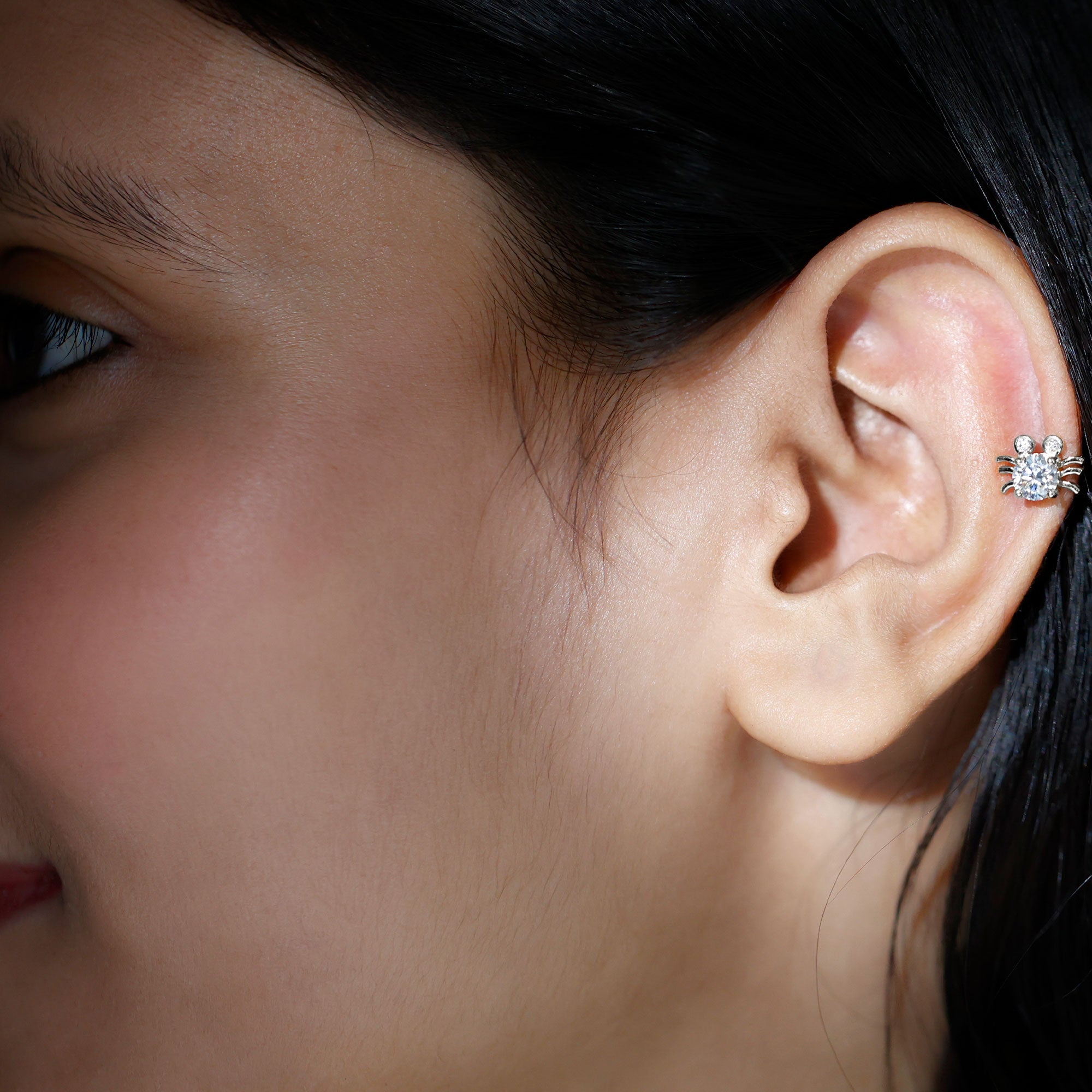 Certified Moissanite Crab Cartilage Earring D-VS1 - Rosec Jewels