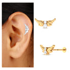 Round Moissanite Bat Earring for Cartilage Piercing D-VS1 - Rosec Jewels