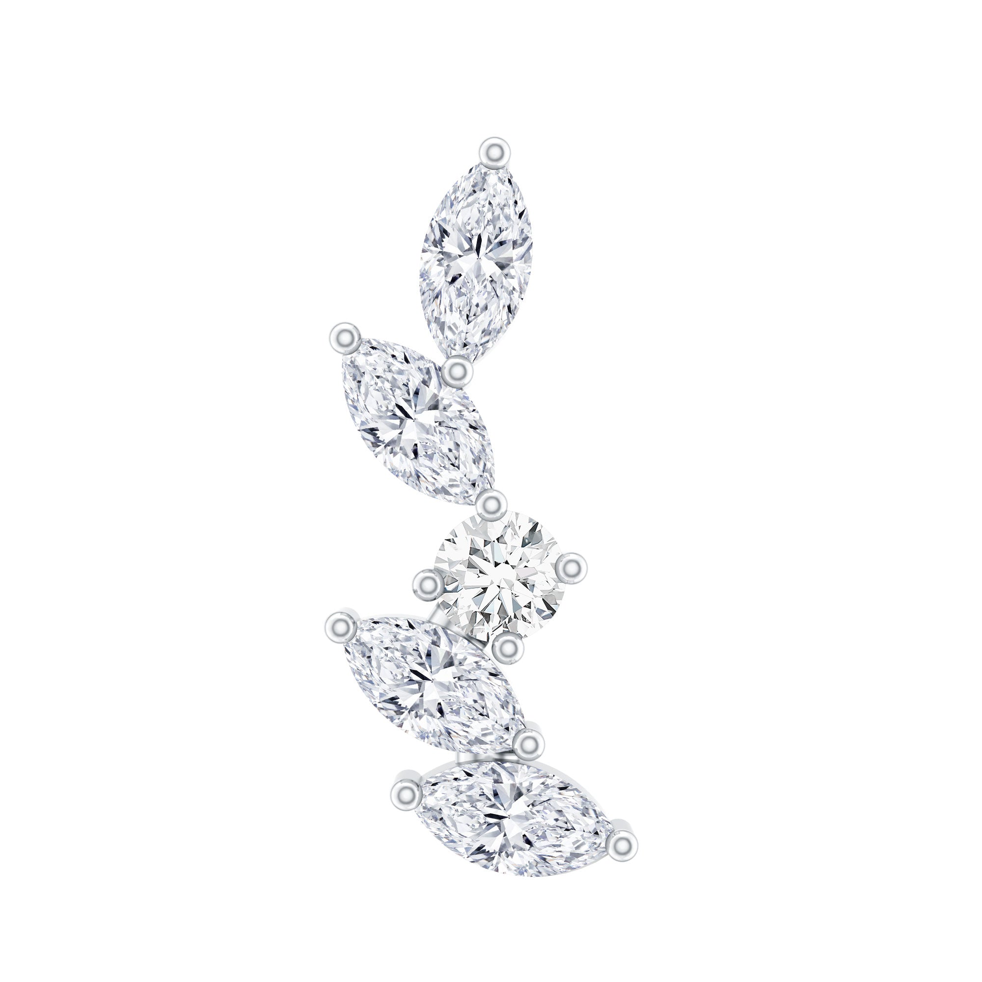 Marquise Shape Diamond Leaf Crawler Helix Earring Natural - ( HI-SI ) - Rosec Jewels