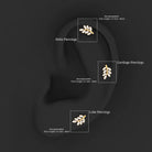 Natural Diamond Olive Leaf Earring for Cartilage Piercing Natural - ( HI-SI ) - Rosec Jewels