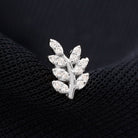 Natural Diamond Olive Leaf Earring for Cartilage Piercing Natural - ( HI-SI ) - Rosec Jewels