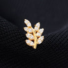 Natural Diamond Olive Leaf Earring for Cartilage Piercing Natural - ( HI-SI ) - Rosec Jewels