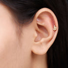 Natural Diamond Olive Leaf Earring for Cartilage Piercing Natural - ( HI-SI ) - Rosec Jewels