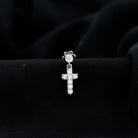 Moissanite Cross Dangly Earring for Helix Piercing D-VS1 - Rosec Jewels