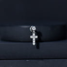 Moissanite Cross Dangly Earring for Helix Piercing D-VS1 - Rosec Jewels