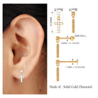 Moissanite Cross Dangly Earring for Helix Piercing D-VS1 - Rosec Jewels