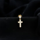 Moissanite Cross Dangly Earring for Helix Piercing D-VS1 - Rosec Jewels