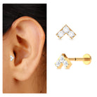Round Moissanite Chevron Tragus Earring for Women D-VS1 - Rosec Jewels