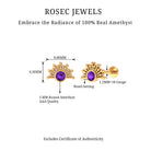 Bezel Set Round Amethyst Sunburst Helix Earring AAA - Rosec Jewels