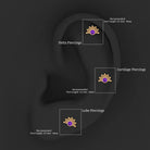 Bezel Set Round Amethyst Sunburst Helix Earring AAA - Rosec Jewels