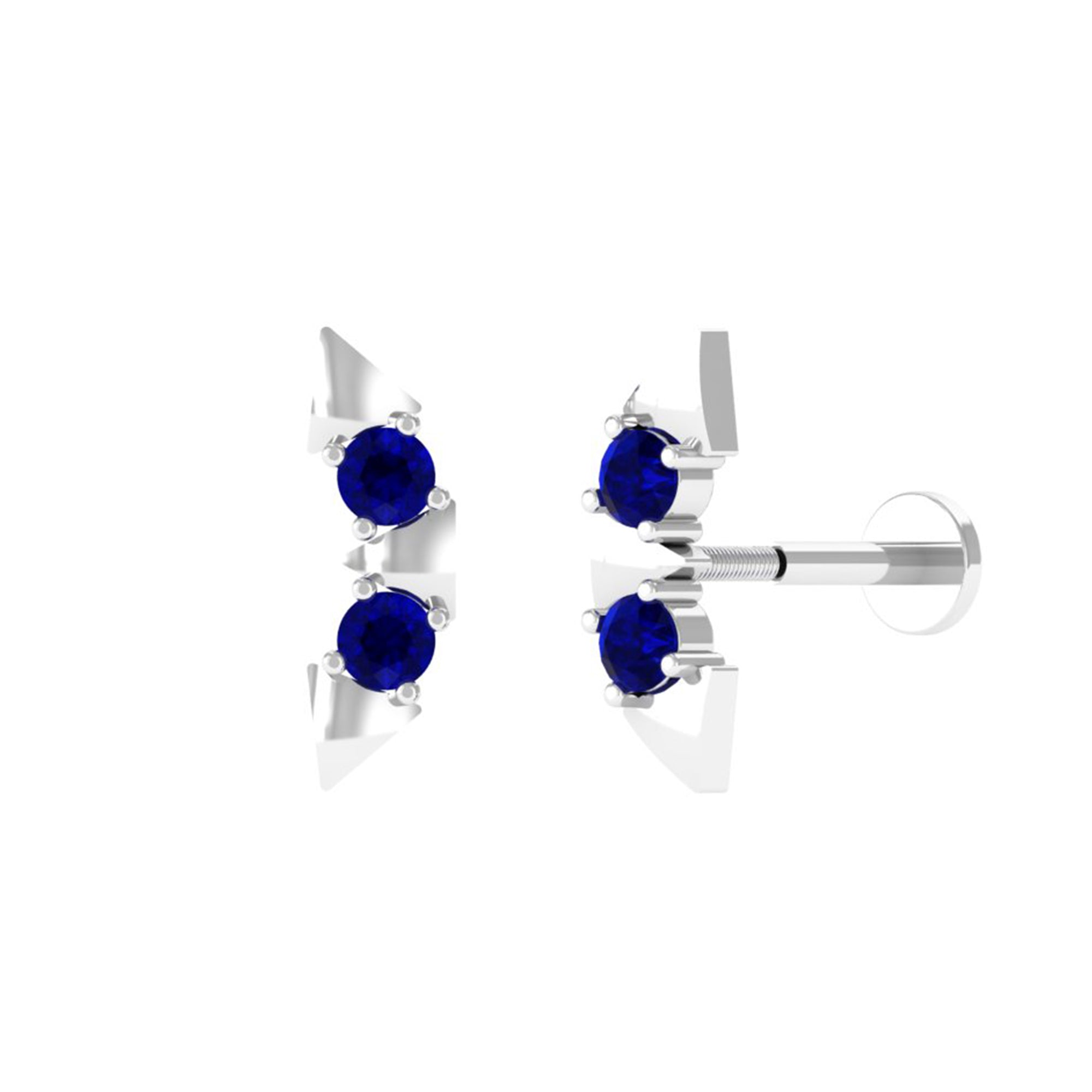 Rosec Jewels-Blue Sapphire Ear Crawler Earring for Helix Piercing