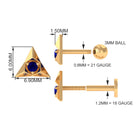Rosec Jewels-Blue Sapphire Triangle Earring for Helix Piercing