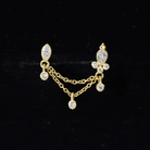 Vintage Style Diamond Double Piercing Earring Natural - ( HI-SI ) - Rosec Jewels