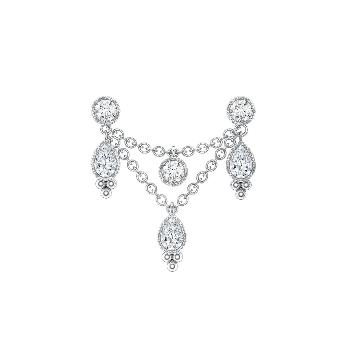 Vintage Inspired Diamond Chain Double Piercing Earring