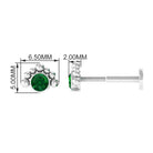 Dainty Round Emerald Tragus Earring with Beaded Detailing AAA - Rosec Jewels