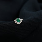 Dainty Round Emerald Tragus Earring with Beaded Detailing AAA - Rosec Jewels
