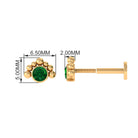 Dainty Round Emerald Tragus Earring with Beaded Detailing AAA - Rosec Jewels