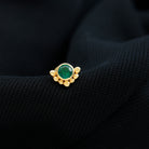 Dainty Round Emerald Tragus Earring with Beaded Detailing AAA - Rosec Jewels
