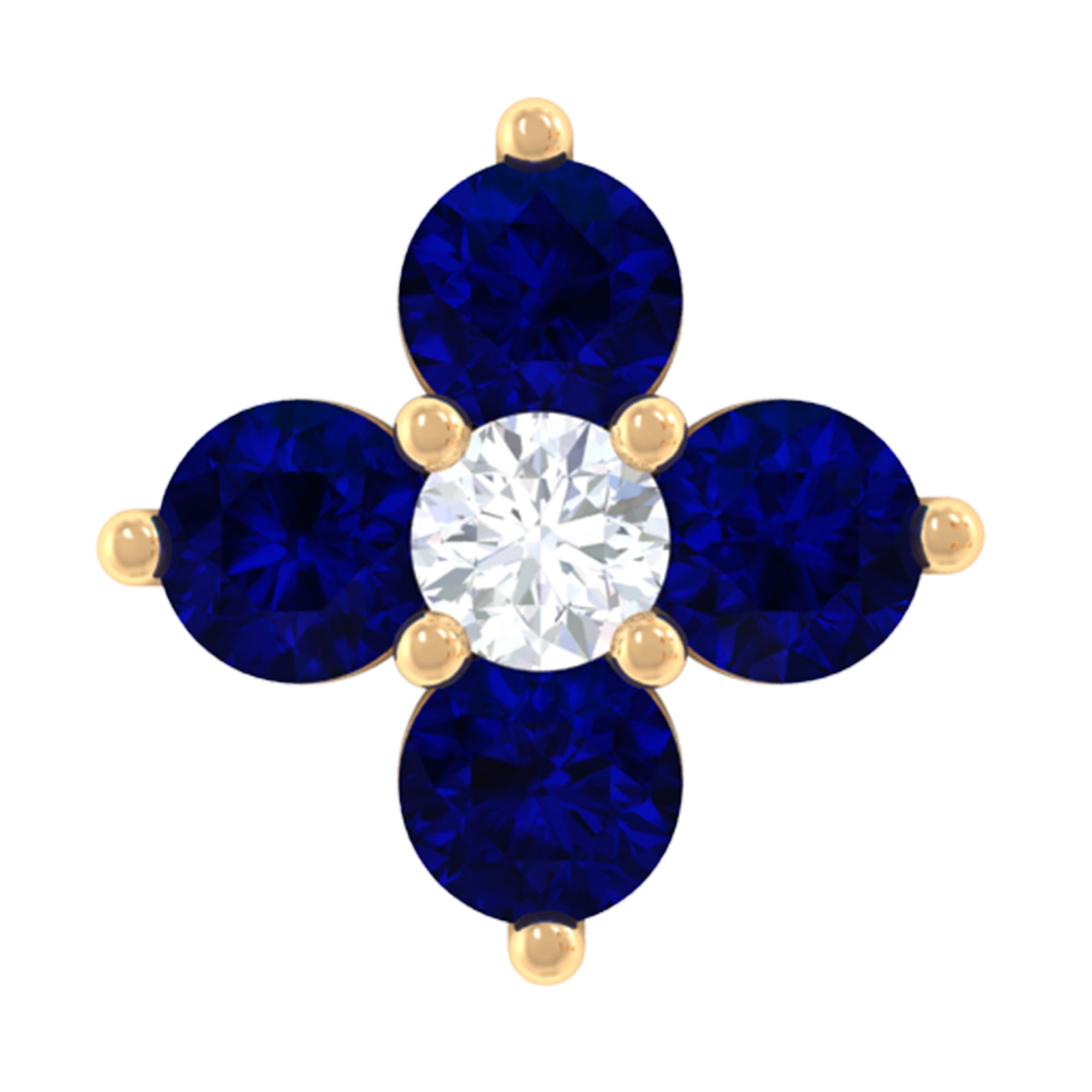 Natural Blue Sapphire Flower Earring for Rook Piercing AAA - Rosec Jewels