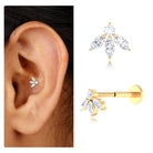Marquise Shape Diamond Leaf Earring for Helix Piercing Natural - ( HI-SI ) - Rosec Jewels