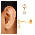 Round Cut Natural Diamond Drop Helix Earring Natural - ( HI-SI ) - Rosec Jewels