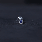 Dainty Blue Sapphire and Diamond Moon Helix Earring AAA - Rosec Jewels