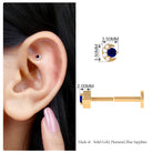 Dainty Blue Sapphire and Diamond Moon Helix Earring AAA - Rosec Jewels